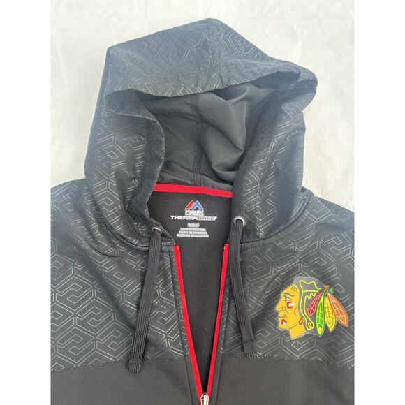 Chicago Blackhawks NHL Men’s Majestic Full Zip Jacket Black Size Medium Poly - Picture 2 of 9